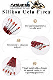 Bordo Silikon Uçlu Fırça Modelaj 5 li 1 Paket Kauçuk Polimer Kil Çömlek Seramik Şekillendirici Kalem Rötuş Kalem Set