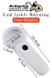 Led Işıklı Büyüteç 65 mm 1 Adet 4X Büyütme Optik Büyüteç El Tipi Işıklı Lens Taşınabilir Okul Büro Ofis
