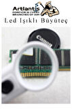 Led Işıklı Büyüteç 65 mm 1 Adet 4X Büyütme Optik Büyüteç El Tipi Işıklı Lens Taşınabilir Okul Büro Ofis