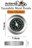 Pusula Çelik 75 mm 1 Adet Profesyonel Metal Kasa Dayanıklı Taşınabilir El Pusulası Yuvarlak Cep Pusulası