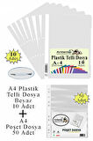 Telli Dosya Plastik A4 10 lu ve Poşet Dosya 50 li 1 Paket Ekonomik Kaliteli Şeffaf Kapak Telli Dosya Okul Büro Ofis