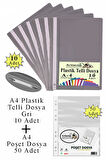Telli Dosya Plastik A4 10 lu ve Poşet Dosya 50 li 1 Paket Ekonomik Kaliteli Şeffaf Kapak Telli Dosya Okul Büro Ofis