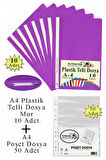 Telli Dosya Plastik A4 10 lu ve Poşet Dosya 50 li 1 Paket Ekonomik Kaliteli Şeffaf Kapak Telli Dosya Okul Büro Ofis
