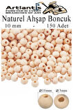 Naturel Ahşap Boncuk 10mm 150 li 1 Paket Ham Boyanabilir Ahşap Yuvarlak Doğal Boncuklar Takı Tasarım Ektinlik Kreş Okul