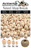 Naturel Ahşap Boncuk 200 lü 1 Paket Jüt İpi Ham Boyanabilir Ahşap Yuvarlak Doğal Boncuklar Takı Tasarım Ektinlik Kreş