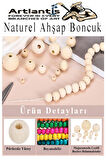 Naturel Ahşap Boncuk 200 lü 1 Paket Jüt İpi Ham Boyanabilir Ahşap Yuvarlak Doğal Boncuklar Takı Tasarım Ektinlik Kreş