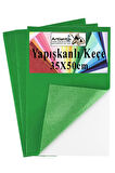 Yeşil Yapışkanlı Keçe 35x50 cm 3 Adet 2.0 mm Kendinden Yapışkanlı Renkli Hobi Keçesi Elişi Keçe Kumaşı Anasınıfı