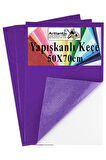 Mor Yapışkanlı Keçe 50x70 cm 3 Adet 2.0 mm Kendinden Yapışkanlı Renkli Hobi Keçesi Elişi Keçe Kumaşı Anasınıfı