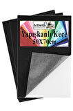 Siyah Yapışkanlı Keçe 50x70 cm 3 Adet 2.0 mm Kendinden Yapışkanlı Renkli Hobi Keçesi Elişi Keçe Kumaşı Anasınıfı