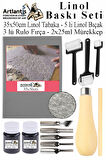 Linol Baskı Seti 1 Paket 35x50 cm Linolyum Tabaka Gri Linol Oyma Seti 5 Bıçaklı Rulo Fırça Mürekkep Linol Baskı Seti 