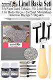 Linol Baskı Seti 1 Paket 35x50 cm Linolyum Tabaka Gri Kretuar Linol Oyma Seti 5 Bıçaklı Rulo Fırça Mürekkep Linol Baskı