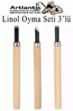 Linol Baskı Seti 1 Paket A4 20x30 Linolyum Tabaka Gri Linol Oyma Seti 3 Bıçaklı Rulo Fırça Mürekkep Linol Baskı Seti