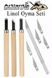 Linol Baskı Seti 1 Paket A4 20x30 Linolyum Tabaka Gri Linol Oyma Seti 3 Bıçaklı Kretuar Rulo Fırça Mürekkep Linol Baskı