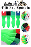 Eva Spatula 4 lü 1 Paket Plastik Doku Tarağı Fırçası Okul Öncesi Boya Sünger Fırça Seti Çocuklar İçin Plastik Saplı