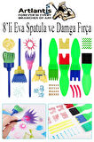 Eva Spatula ve Damga Fırçası 8 li 1 Paket Plastik Doku Tarağı Fırçası Okul Öncesi Boya Sünger Fırça Seti Çocuklar İçin