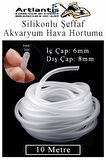 Silikonlu Şeffaf Akvaryum Hava Hortumu 10 Metre İç Çap 6mm Dış Çap 8mm Deney Fıskiye Kauçuk Hortum Yağ Hava Pompa Borusu