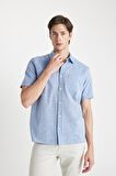 DeFacto Regular Fit Yazlık Polo Yaka Basic Düz Kısa Kollu Gömlek D4498AX24SMBE627