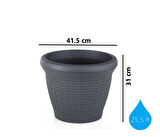 Omnipazar SO-HS05 Plastik Hasır Desenli Dekoratif Saksı 25 Litre No 5