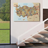 Harita Sepeti Türkiye Haritası Kanvas Tablo İl ve İlçeli Ayrıntılı Eğitici Komşulu Tablo 3022