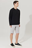 Erkek Siyah Standart Fit Normal Kesim Bisiklet Yaka Sweatshirt