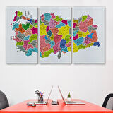 Harita Sepeti Türkiye Haritası Kanvas Tablo İl ve İlçeli Ayrıntılı Eğitici Dekoratif Tablo 3024