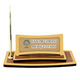 Yazılım Uzmanına Özel Kişiye Özel Masa İsimliği | Altın Detaylı Ahşap Ofis Aksesuarı