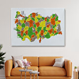 Harita Sepeti Türkiye Haritası Kanvas Tablo İl ve İlçeli Ayrıntılı Eğitici Dekoratif Tablo 3027