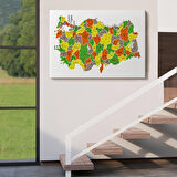 Harita Sepeti Türkiye Haritası Kanvas Tablo İl ve İlçeli Ayrıntılı Eğitici Dekoratif Tablo 3027