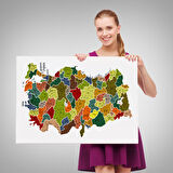 Harita Sepeti Türkiye Haritası Kanvas Tablo İl ve İlçeli Ayrıntılı Eğitici Dekoratif Tablo 3028