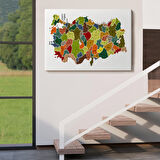 Harita Sepeti Türkiye Haritası Kanvas Tablo İl ve İlçeli Ayrıntılı Eğitici Dekoratif Tablo 3028