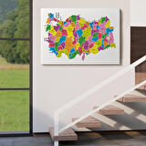 Harita Sepeti Türkiye Haritası Kanvas Tablo İl ve İlçeli Ayrıntılı Eğitici Dekoratif Tablo 3029