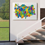 Harita Sepeti Türkiye Haritası Kanvas Tablo İl ve İlçeli Ayrıntılı Eğitici Dekoratif Tablo 3032