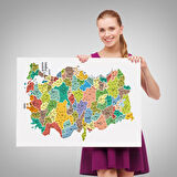 Harita Sepeti Türkiye Haritası Kanvas Tablo İl ve İlçeli Ayrıntılı Eğitici Dekoratif Tablo 3034