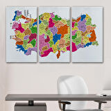 Harita Sepeti Türkiye Haritası Kanvas Tablo İl ve İlçeli Ayrıntılı Eğitici Dekoratif Tablo 3036