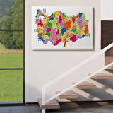 Harita Sepeti Türkiye Haritası Kanvas Tablo İl ve İlçeli Ayrıntılı Eğitici Dekoratif Tablo 3036