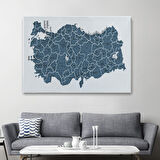 Harita Sepeti Türkiye Haritası Kanvas Tablo İl ve İlçeli Ayrıntılı Eğitici Dekoratif Tablo 3037