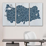 Harita Sepeti Türkiye Haritası Kanvas Tablo İl ve İlçeli Ayrıntılı Eğitici Dekoratif Tablo 3037