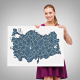 Harita Sepeti Türkiye Haritası Kanvas Tablo İl ve İlçeli Ayrıntılı Eğitici Dekoratif Tablo 3037