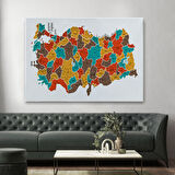 Harita Sepeti Türkiye Haritası Kanvas Tablo İl ve İlçeli Ayrıntılı Eğitici Dekoratif Tablo 3038