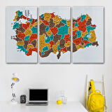 Harita Sepeti Türkiye Haritası Kanvas Tablo İl ve İlçeli Ayrıntılı Eğitici Dekoratif Tablo 3038