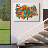 Harita Sepeti Türkiye Haritası Kanvas Tablo İl ve İlçeli Ayrıntılı Eğitici Dekoratif Tablo 3038