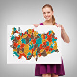 Harita Sepeti Türkiye Haritası Kanvas Tablo İl ve İlçeli Ayrıntılı Eğitici Dekoratif Tablo 3038