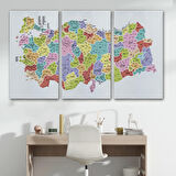 Harita Sepeti Türkiye Haritası Kanvas Tablo İl ve İlçeli Ayrıntılı Eğitici Dekoratif Tablo 3039