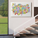 Harita Sepeti Türkiye Haritası Kanvas Tablo İl ve İlçeli Ayrıntılı Eğitici Dekoratif Tablo 3039