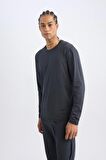 DeFactoFit Standart Fit Bisiklet Yaka Sporcu Uzun Kollu Basic Düz Tişört D1894AX24AUAR231