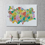 Harita Sepeti Türkiye Haritası Kanvas Tablo İl ve İlçeli Ayrıntılı Eğitici Dekoratif Tablo 3040