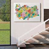 Harita Sepeti Türkiye Haritası Kanvas Tablo İl ve İlçeli Ayrıntılı Eğitici Dekoratif Tablo 3040