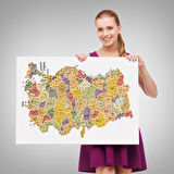 Harita Sepeti Türkiye Haritası Kanvas Tablo İl ve İlçeli Ayrıntılı Eğitici Dekoratif Tablo 3042