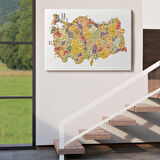 Harita Sepeti Türkiye Haritası Kanvas Tablo İl ve İlçeli Ayrıntılı Eğitici Dekoratif Tablo 3042