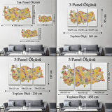 Harita Sepeti Türkiye Haritası Kanvas Tablo İl ve İlçeli Ayrıntılı Eğitici Dekoratif Tablo 3042